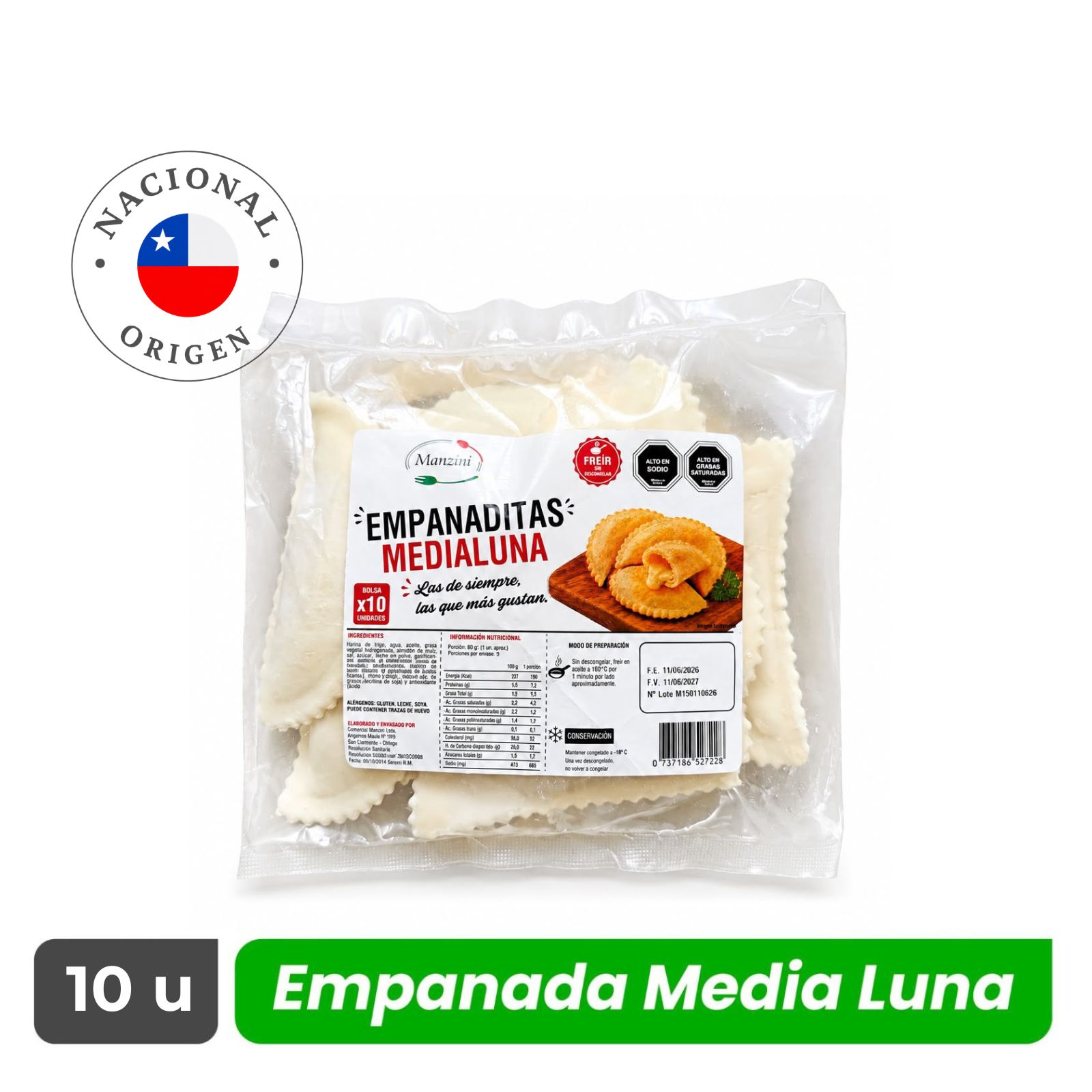 empanadas media luna 10u